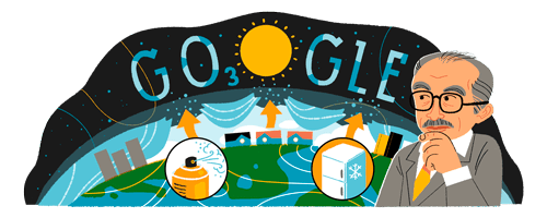 Google Doodle Celebrating Mario Molina's 80th Birthday.
