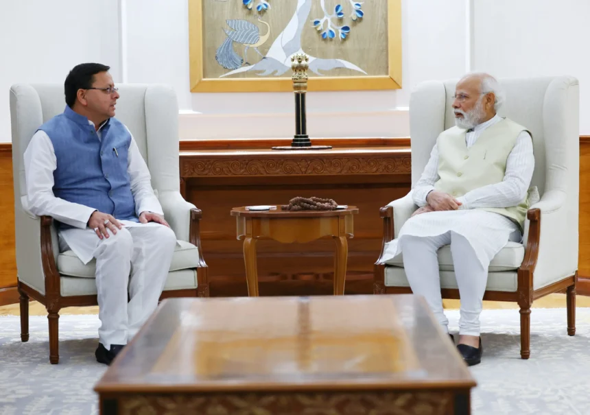 CM Dhami Invite PM Modi For Investor Summit : उत्तराखंड के मुख्यमंत्री ने पीएम मोदी से की मुलाकात, विकासात्मक मुद्दों पर की चर्चा।