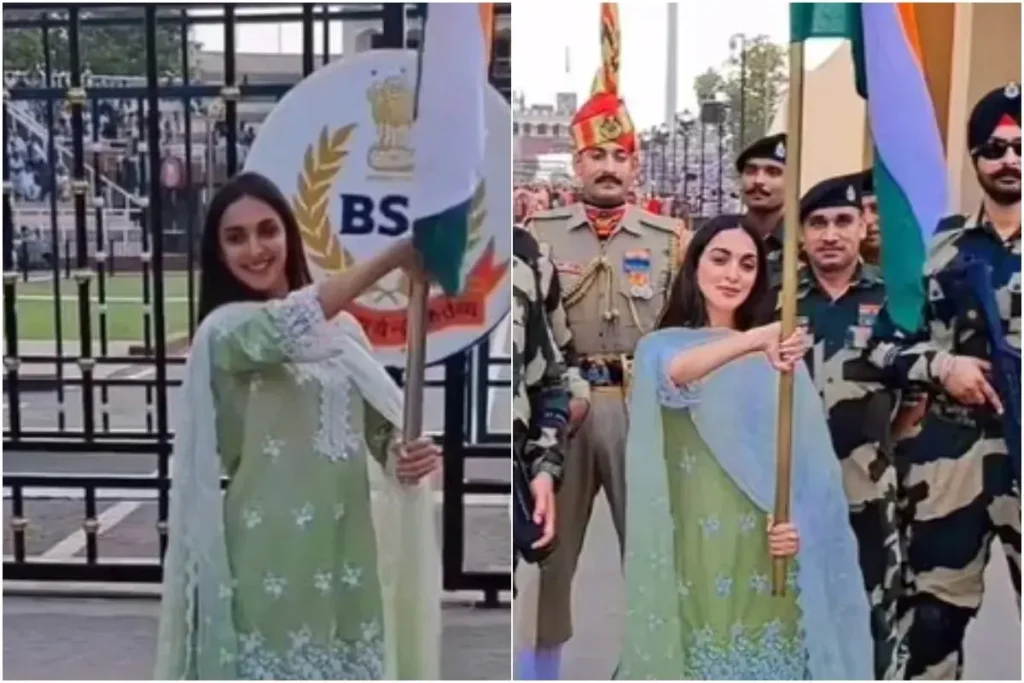 Kiara Advani at Wagah Border : Kiara Advani's Heartfelt Tribute to Indian Soldiers at Wagah Border – Captured in Pictures.