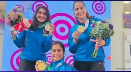 India Clinches Second Gold in Shooting at Asian Games : Women's 25m Pistol Team Triumphs.