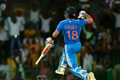 Virat Kohli celebrates after reaching the century mark against Pakistan in Asia Cup 2023
