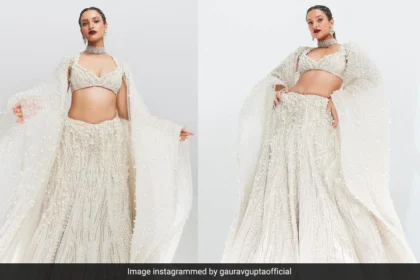 Tripti Dimri Radiates Elegance in a Pearl-White Gaurav Gupta Lehenga.