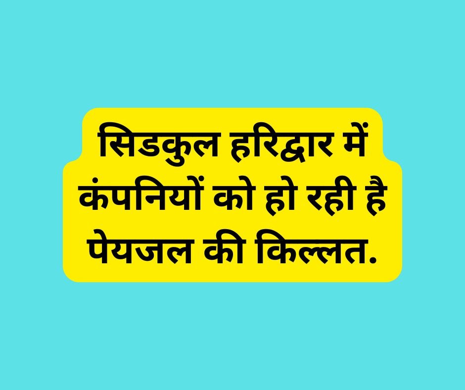 सिडकुल हरिद्वार में कंपनियों को हो रही है पेयजल की किल्लत.