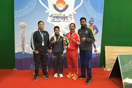 Uttarakhand first medal in the 38th National Games : बागेश्वर की ज्योति वर्मा ने वुशु में कांस्य जीता.